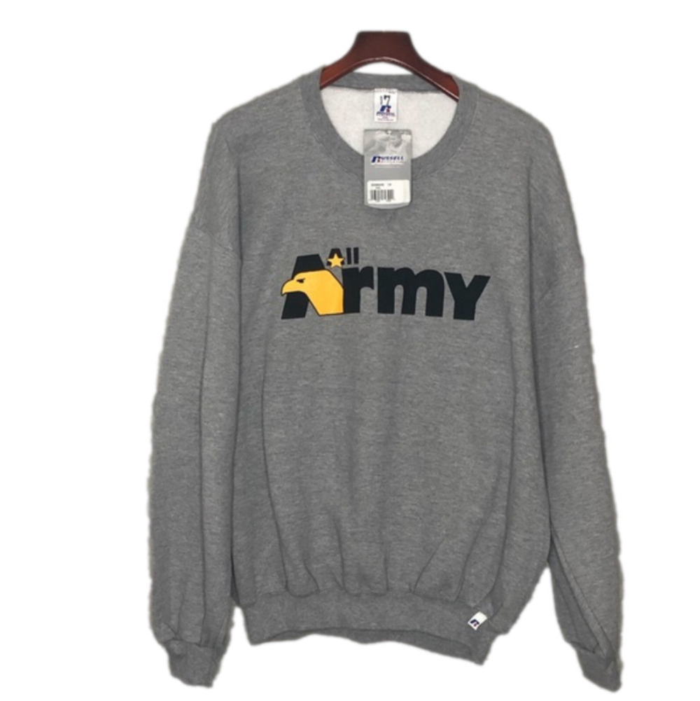 NWT Russell Athletic “All Army” Gray Crew neck Sweatshirt Men’s